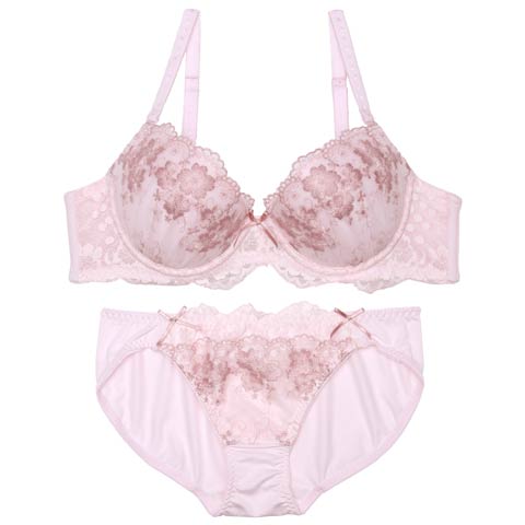 7/28新作!ブロッサムフェミニンレースブラジャー&フルバックショーツ[推し][人気](ピンク-A70/ショーツM)