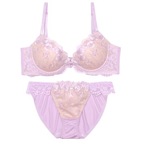 7/23新作!クラリティブロッサム育乳ブラジャー&フルバックショーツ[推し][人気](ラベンダー-A70/ショーツM)