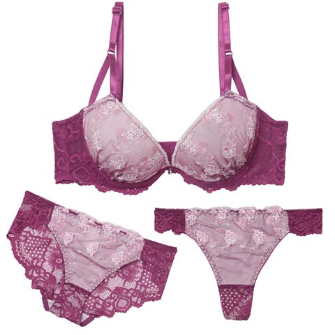 10/27新作!【3点セット】スパークルシアーブルーム育乳脇高ブラジャー&バック透けフルバック&Tバックショーツ[推し](パープル-A70/ショーツM)