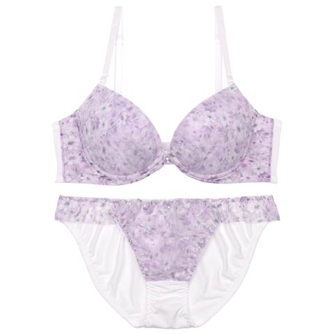 7/18新作!メロウシアーブロッサム育乳ブラジャー&フルバックショーツ[推し][人気](パープル-A70/ショーツM)