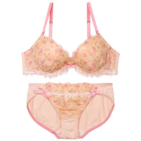 7/11新作!アンティークガーリーフルールブラジャー&フルバックショーツ[推し][人気](クリーム-A70/ショーツM)