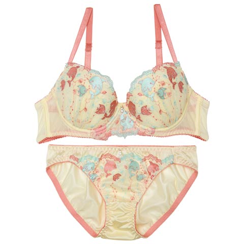7/2新作!ドリーミーアクアリウムブラジャー&フルバックショーツ[推し][人気](イエロー-A70/ショーツM)