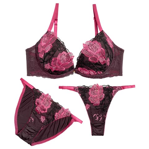 1/30新作!【三上悠亜着用】【3点セット】エレガントロゼブラジャー&フルバックショーツ&Tバックショーツ[推し](ディープパープル-A70/ショーツM)