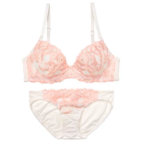 9/22新作!クラシックフローラルエンブロイダリーブラジャー&フルバックショーツ[推し][人気](ホワイト-A70/ショーツM)