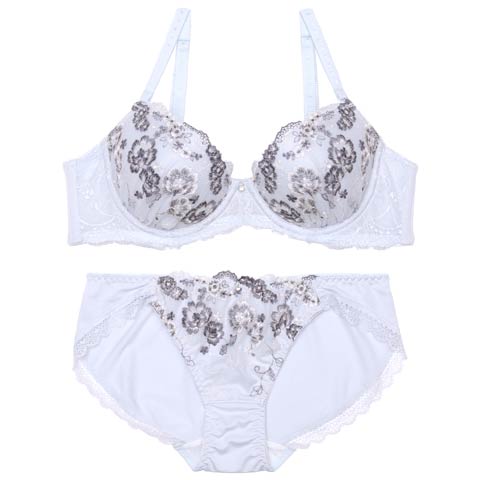 8/4新作!フローラルレーシィエンブロイダリーブラジャー&フルバックショーツ[推し][人気](サックス-A70/ショーツM)
