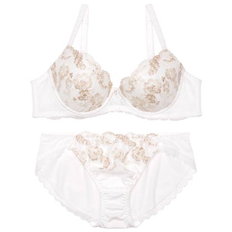 8/4新作!フローラルレーシィエンブロイダリーブラジャー&フルバックショーツ[推し][人気](ホワイト-A70/ショーツM)