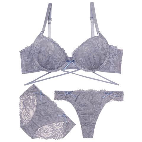 3/16新作!【3点セット】ヴィーナスコードレーシィブラジャー&バック透けフルバック&Tバックショーツ[推し](ブルーグレー-A70/ショーツM)