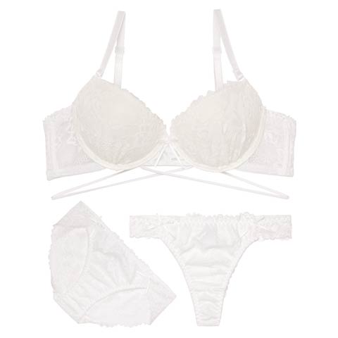 3/16新作!【3点セット】ヴィーナスコードレーシィブラジャー&バック透けフルバック&Tバックショーツ[推し](ホワイト-A70/ショーツM)