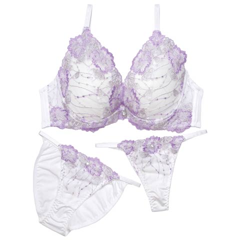 12/1新作!【3点セット】ラグジュアリーフローラルブラジャー&フルバック&Tバックショーツ[推し](ホワイト-A70/ショーツM)