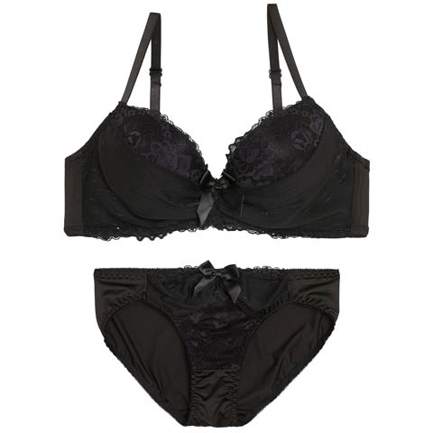 12/29新作!レーシィストライプシフォンブラジャー&フルバックショーツ[推し][人気](ブラック-A70/ショーツM)