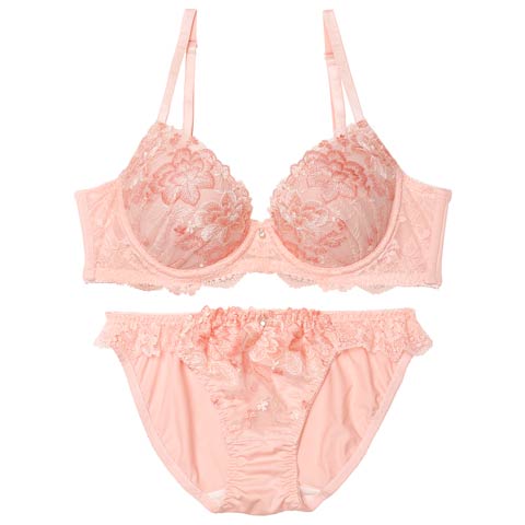 9/18再販!スウィートベルフルール育乳ブラジャー&フルバックショーツ[推し][人気](ピンク-A70/ショーツM)