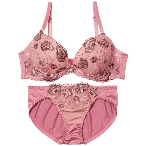 12/24新作!ダスティーフルールフィーユブラジャー＆フルバックショーツ[推し][人気](ピンク-A70/ショーツM)