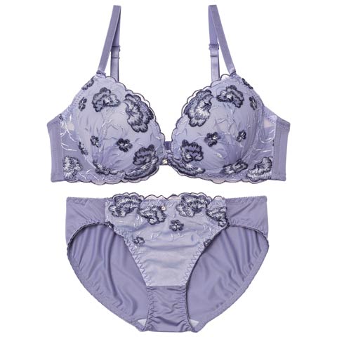 12/24新作!ダスティーフルールフィーユブラジャー＆フルバックショーツ[推し][人気](ブルー-A70/ショーツM)