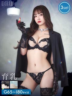 10/17新作!【3点セット】【GHIサイズ】グロッシーサテンフルール育乳ブラジャー&フルバック&Tバックショーツ[推し]