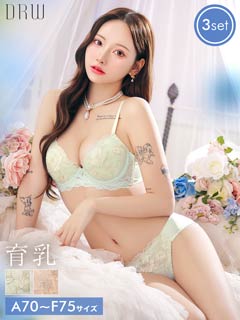 12/29新作!【3点セット】ロマンティックシャイニーブルーム育乳脇高ブラジャー&フルバック&Tバックショーツ[推し]