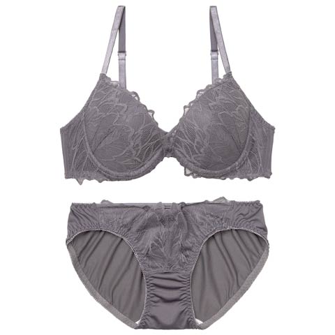 10/29新作!ボタニカルレーシィストリングブラジャー&フルバックショーツ[推し][人気](グレー-A70/ショーツM)