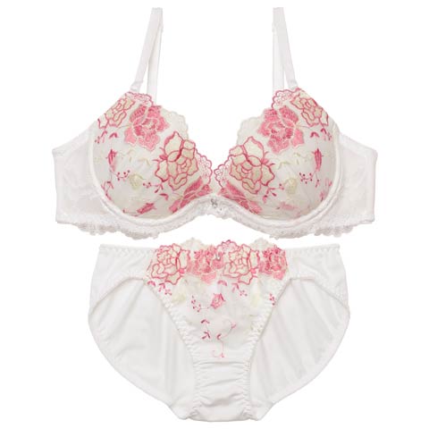 11/27再販!ブリリアントブロッサムレースブラジャー&フルバックショーツ[推し][人気](ホワイト-A70/ショーツM)