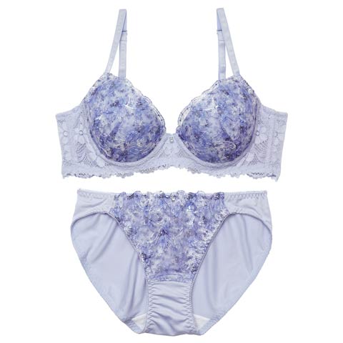 11/20再販!ドリーミーブロッサム育乳ブラジャー&フルバックショーツ[推し][人気](ブルー-A70/ショーツM)