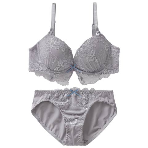 4/8新作!フローラルアンダーレースブラジャー&フルバックショーツ[推し][人気](グレー-A70/ショーツM)