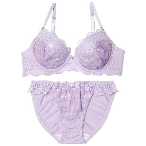 10/15新作!ブルームレースグラデーションブラジャー&フルバックショーツ[推し][人気](ラベンダー-A70/ショーツM)