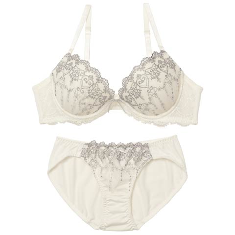 10/17新作!フェアリーハートブラジャー&フルバックショーツ[推し][人気](アイボリー-A70/ショーツM)