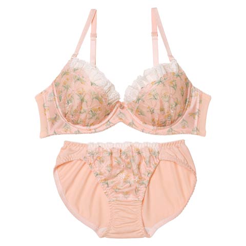 11/3新作!【EFサイズ】フェミニンメロウブロッサムブラジャー&フルバックショーツ[推し](ピンク-E65/ショーツM)