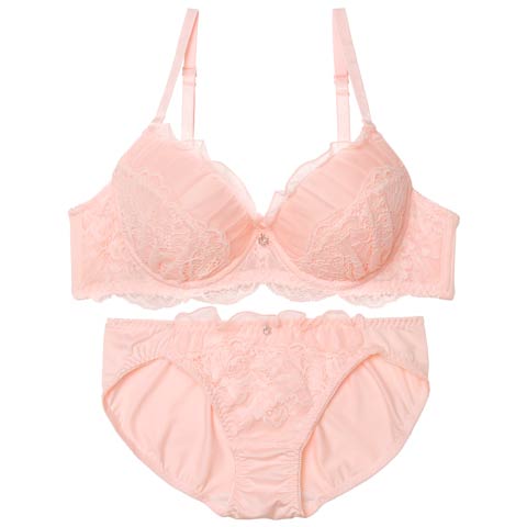 12/5新作!ミルキーチュールフリルブラジャー&フルバックショーツ[推し][人気](ピンク-A70/ショーツM)