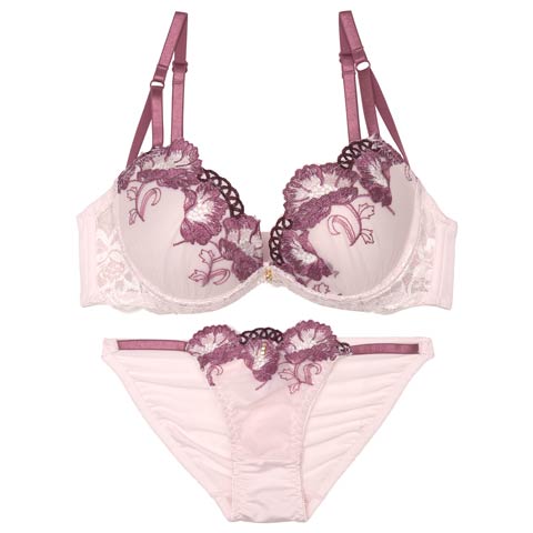 9/5新作!グレースシャインブルームブラジャー&フルバックショーツ[推し][人気](ピンク-A70/ショーツM)