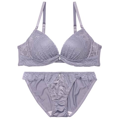 4/22新作!シンプルコードレースブラジャー&フルバックショーツ[推し][人気](ブルーグレー-A70/ショーツM)