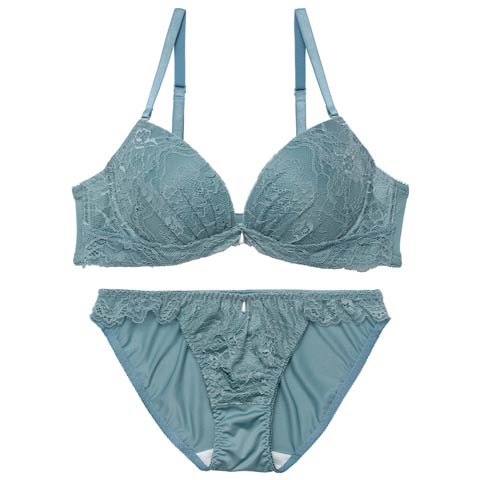 4/22新作!シンプルコードレースブラジャー&フルバックショーツ[推し][人気](グリーン-A70/ショーツM)