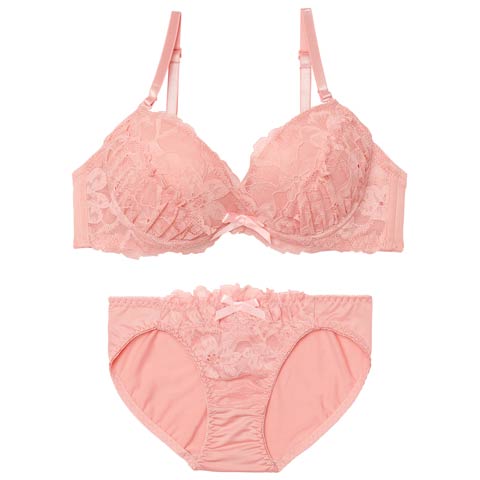 2/18新作!スウィートカシュクールレースブラジャー&フルバックショーツ[推し][人気](ピンク-A70/ショーツM)