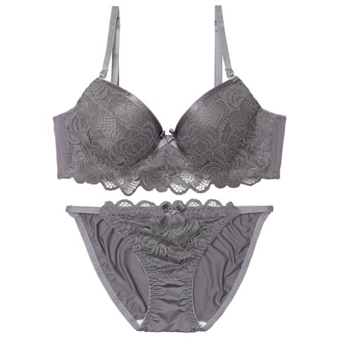 4/1新作!エレガントレーシィロゼ育乳脇高ブラジャー&フルバックショーツ[推し](グレー-A70/ショーツM)
