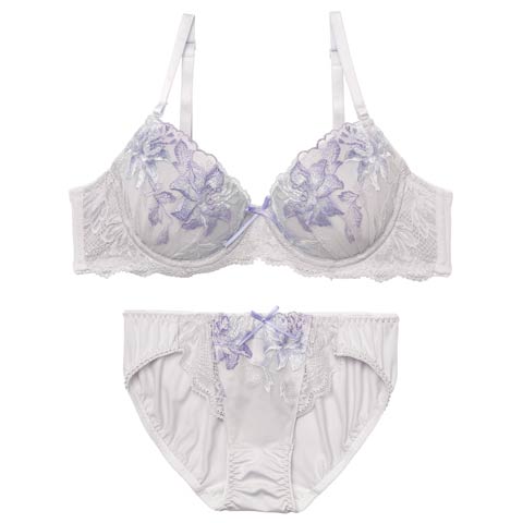 3/30新作!シャイニーフローラルメロウブラジャー&フルバックショーツ[推し][人気](グレー-A70/ショーツM)