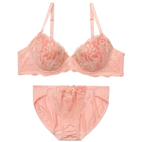 3/30新作!シャイニーフローラルメロウブラジャー&フルバックショーツ[推し][人気](ピンク-A70/ショーツM)