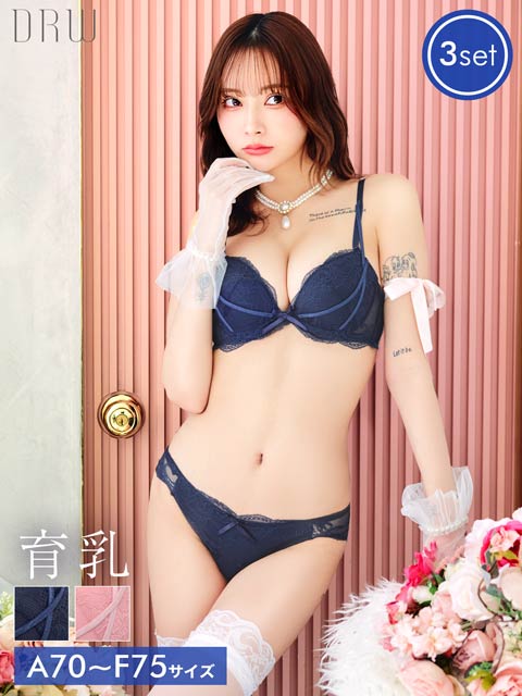 6/10新作!【3点セット】ワンカラーコード育乳脇高ブラジャー&バック透けフルバック&Tバックショーツ[推し]