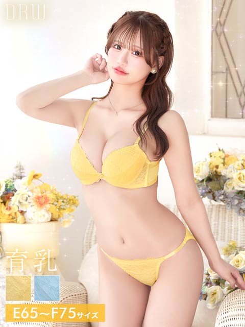 6/29新作!【EFサイズ】パステルピュアレース育乳脇高ブラジャー&フルバックショーツ[推し]