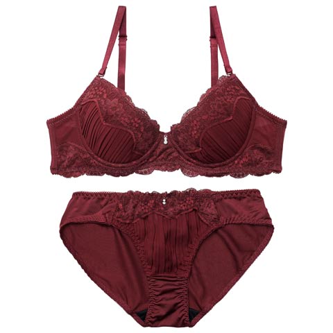 3/9新作!ミステリアスブルームレースブラジャー＆フルバックショーツ[推し][人気](ボルドー-A70/ショーツM)