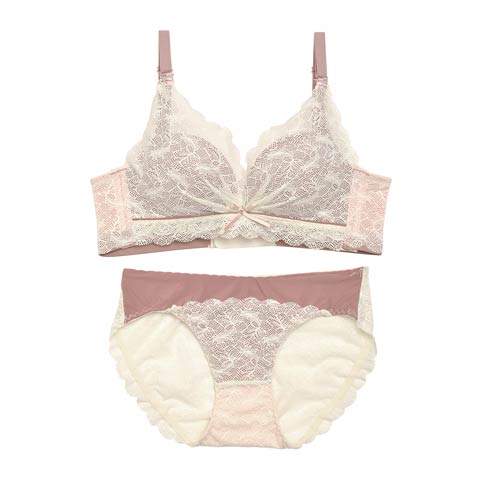 【ノンワイヤー】バイカラークイーン育乳脇高ブラジャー＆フルバックショーツ(ホワイト-S)
