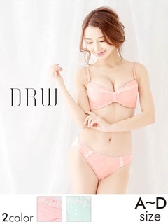 【ソフトワイヤー】リボンデザインシフォンブラジャー&フルバックショーツ