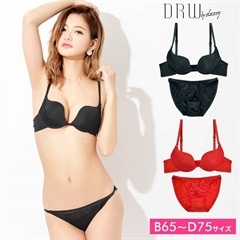 極厚内蔵パッド付シンプル谷間見せブラジャー＆フルバック