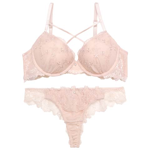 【Tバック】メルティパピヨンコードブラジャー&バック透けTバックショーツ[推し][人気](ピンク-A70/ショーツM)