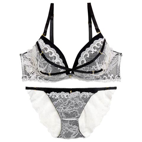 【EFサイズ】アンジュクロスエンブロイダリーブラジャー&バック透けフルバックショーツ[推し](オフホワイト-E70/ショーツM)