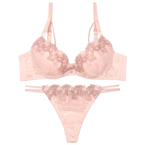 8/6新作!【Tバック】シャイニースウィートフルールブラジャー&Tバックショーツ[推し][人気](ピンク-A70/ショーツM)
