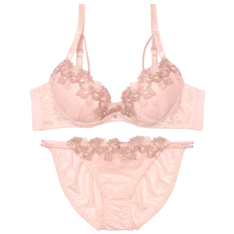 8/6新作!【EFサイズ】シャイニースウィートフルールブラジャー&フルバックショーツ[推し](ピンク-E70/ショーツM)