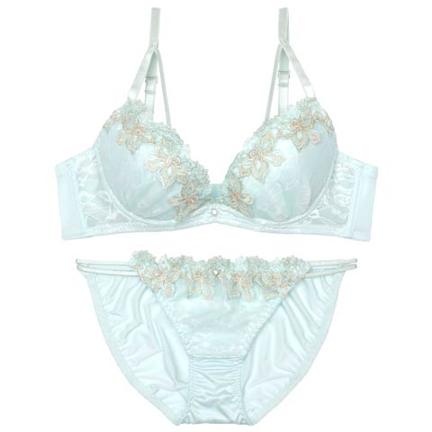 8/6新作!【EFサイズ】シャイニースウィートフルールブラジャー&フルバックショーツ[推し](ミント-E70/ショーツM)