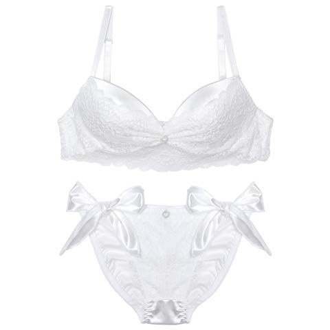 7/2新作!ジュエルハートレーシィブラジャー&フルバックショーツ[推し][人気](ホワイト-B65/ショーツM)