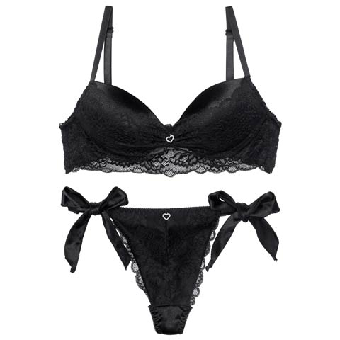 7/2新作!【Tバック】ジュエルハートレーシィブラジャー&Tバックショーツ[推し][人気](ブラック-B65/ショーツM)