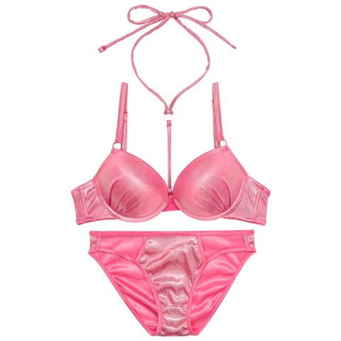 [2way]オーロララメスパークルブラジャー&フルバックショーツ[推し][人気](ピンク-B65/ショーツM)