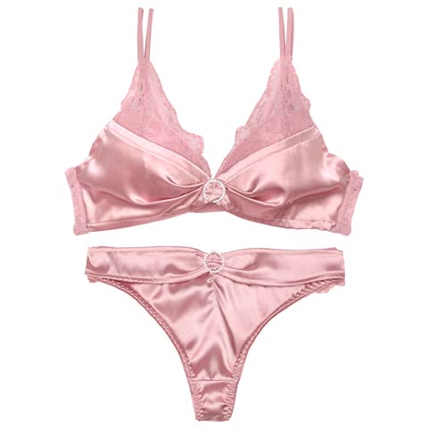 7/7新作!【Tバック】リボンリングビジューレースブラジャー&バック透けTバックショーツ[推し][人気](ピンク-B65/ショーツM)