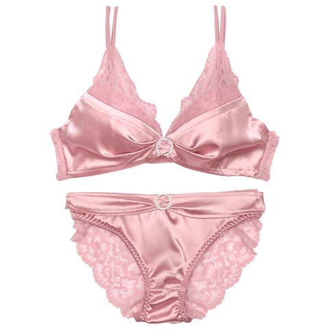 7/7新作!【EFサイズ】リボンリングビジューレースブラジャー&バック透けフルバックショーツ[推し](ピンク-E70/ショーツM)